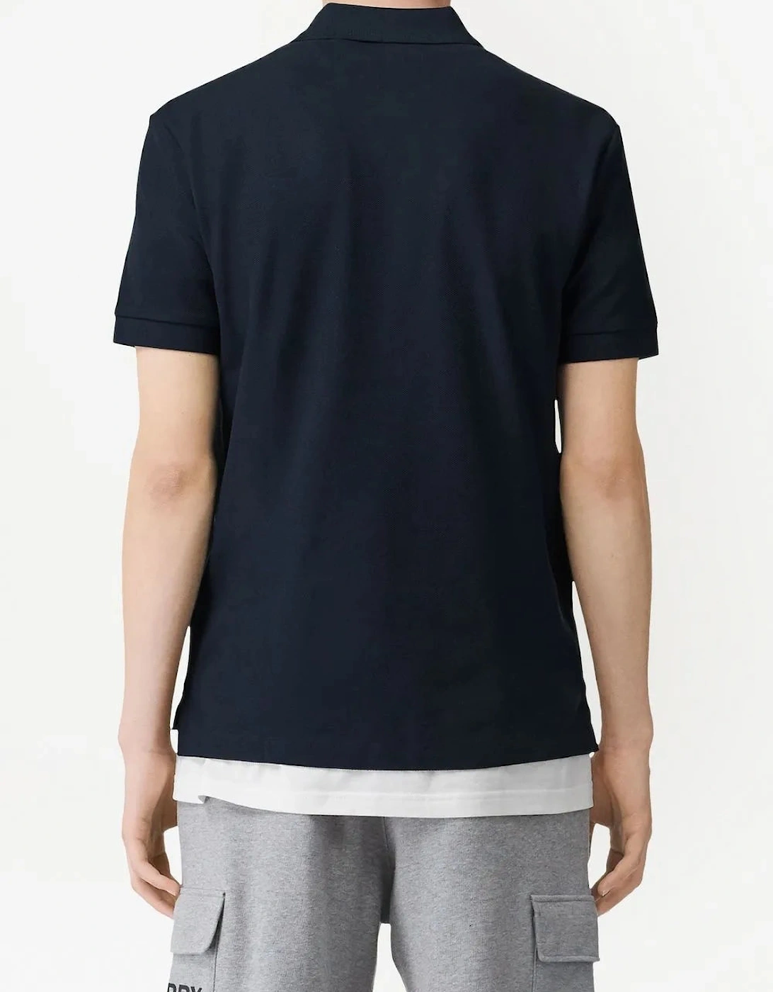 Men's Burberry Monogram Polo Shirt Navy Blue - Black