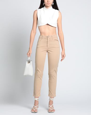 Denim Woman Pants Sand Size 14 Cotton, Elastane