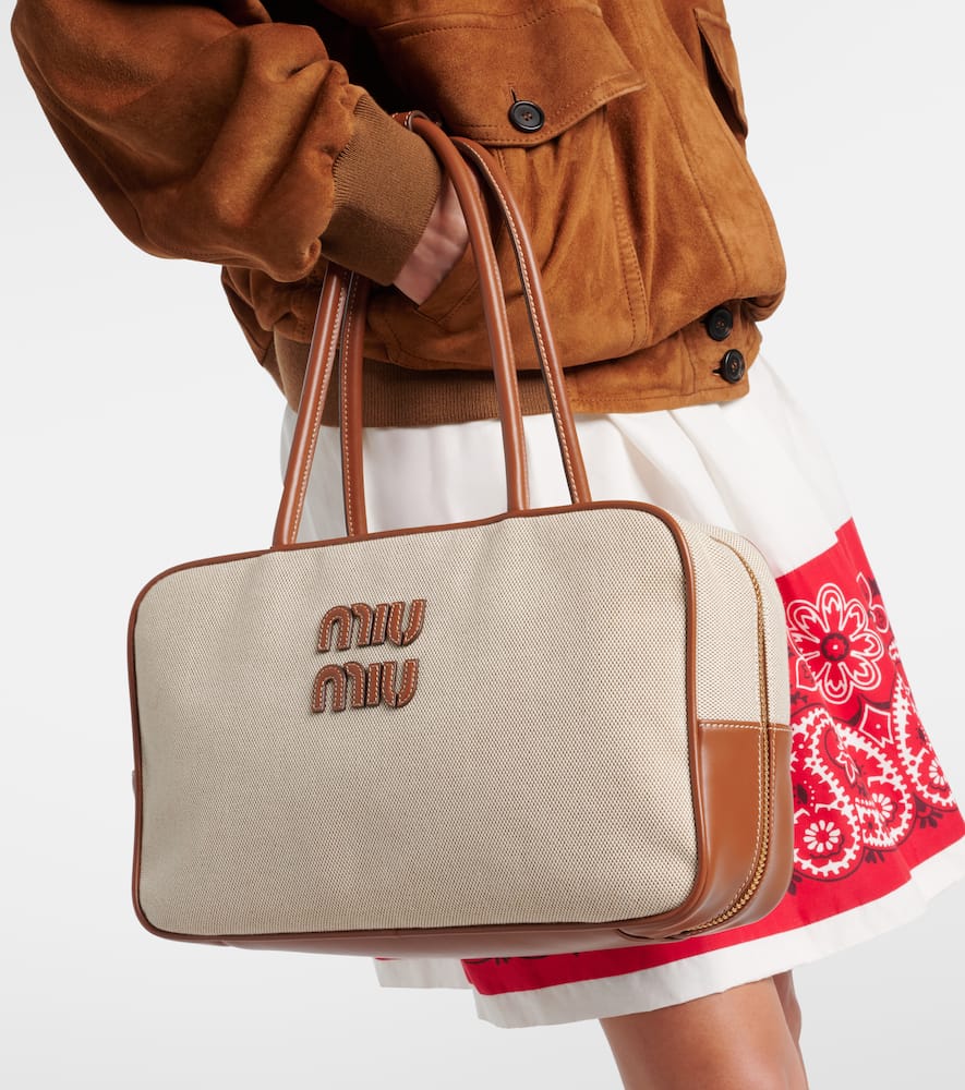 Beau leather-trimmed canvas tote bag