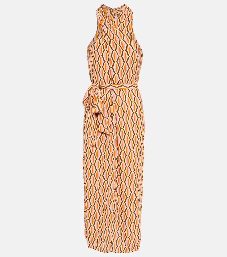 Caterina printed crêpe midi dress