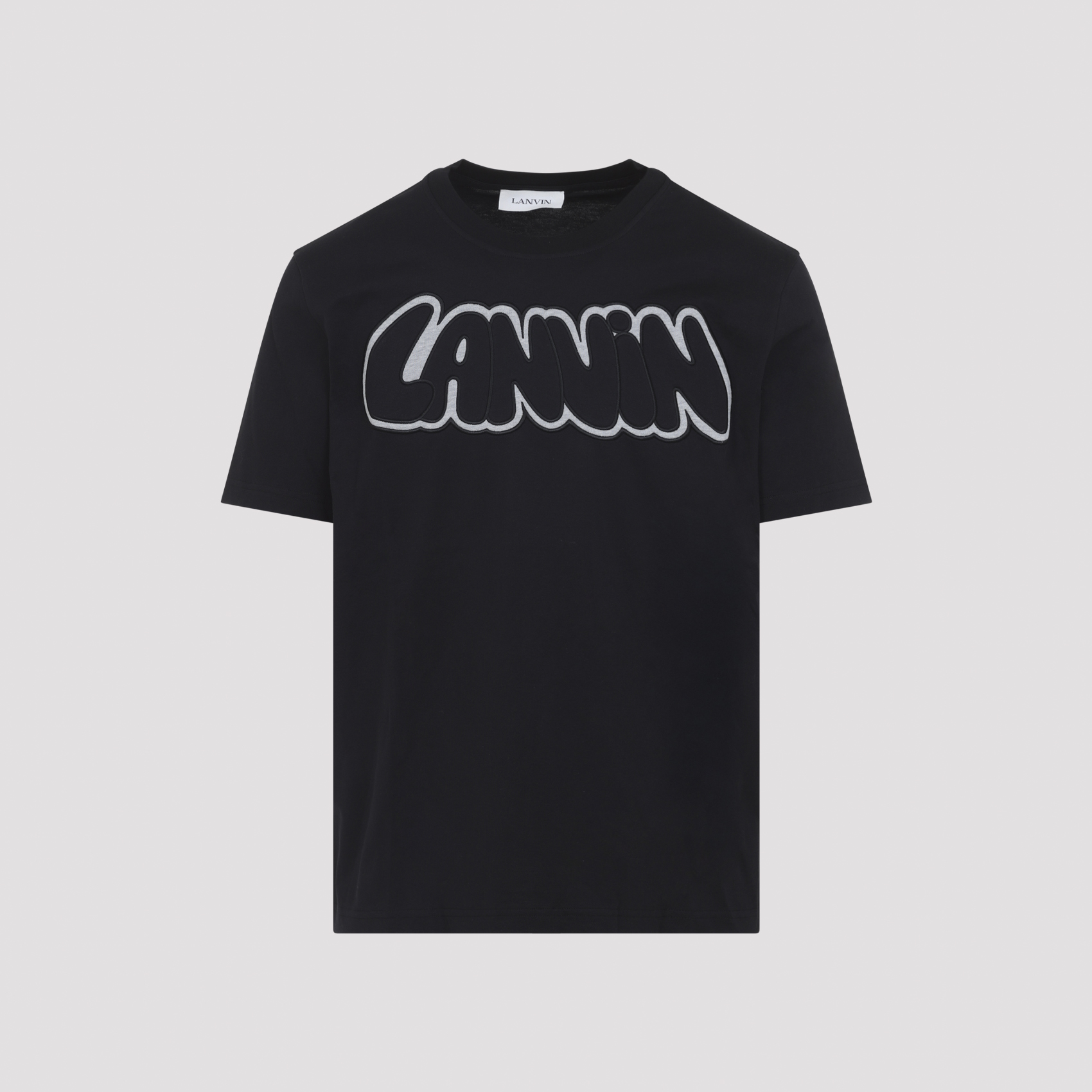 Embroidered Logo T-shirt Black Cotton Tshirt - Men