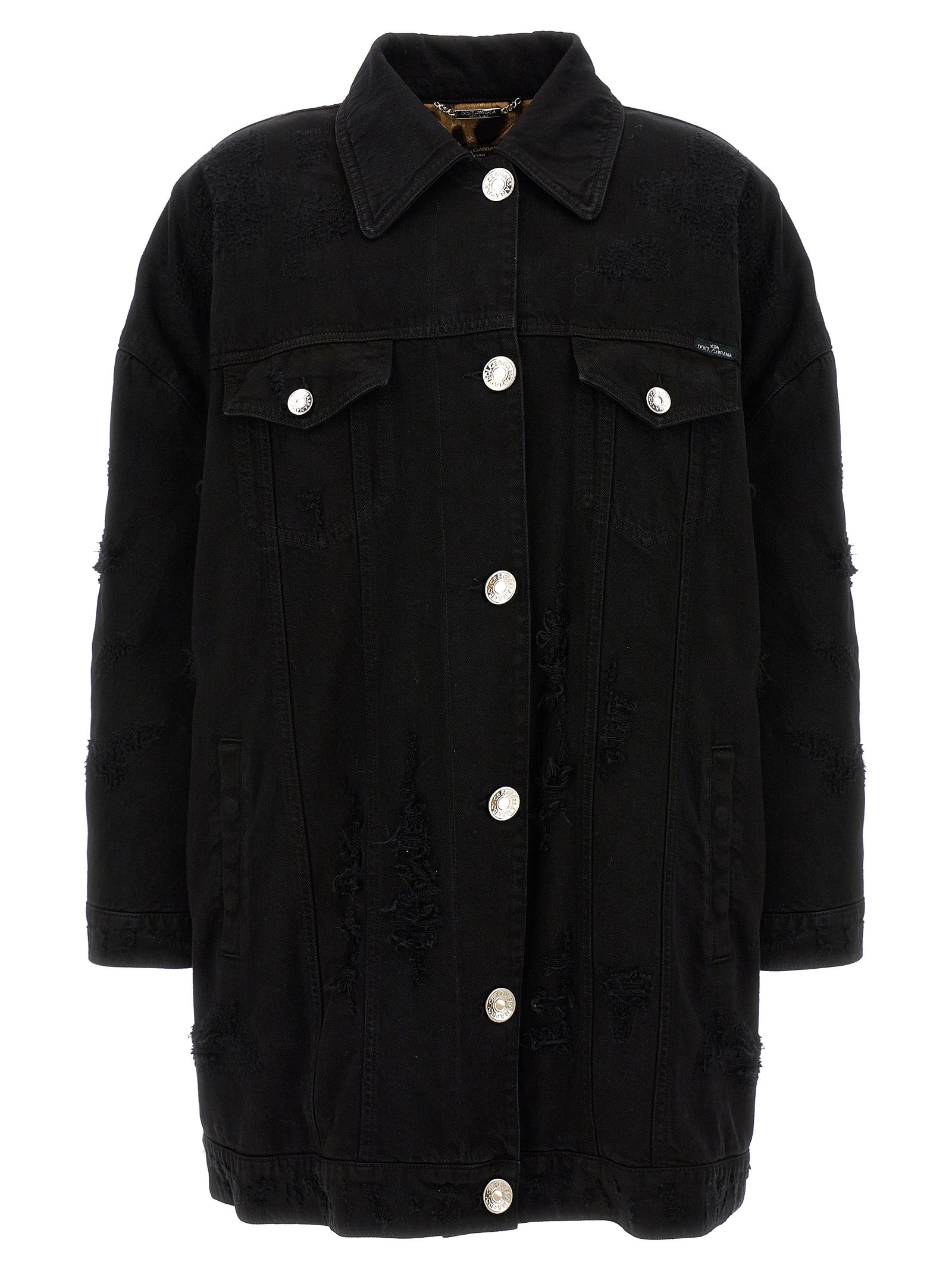 Distressed Denim Jacket — Black