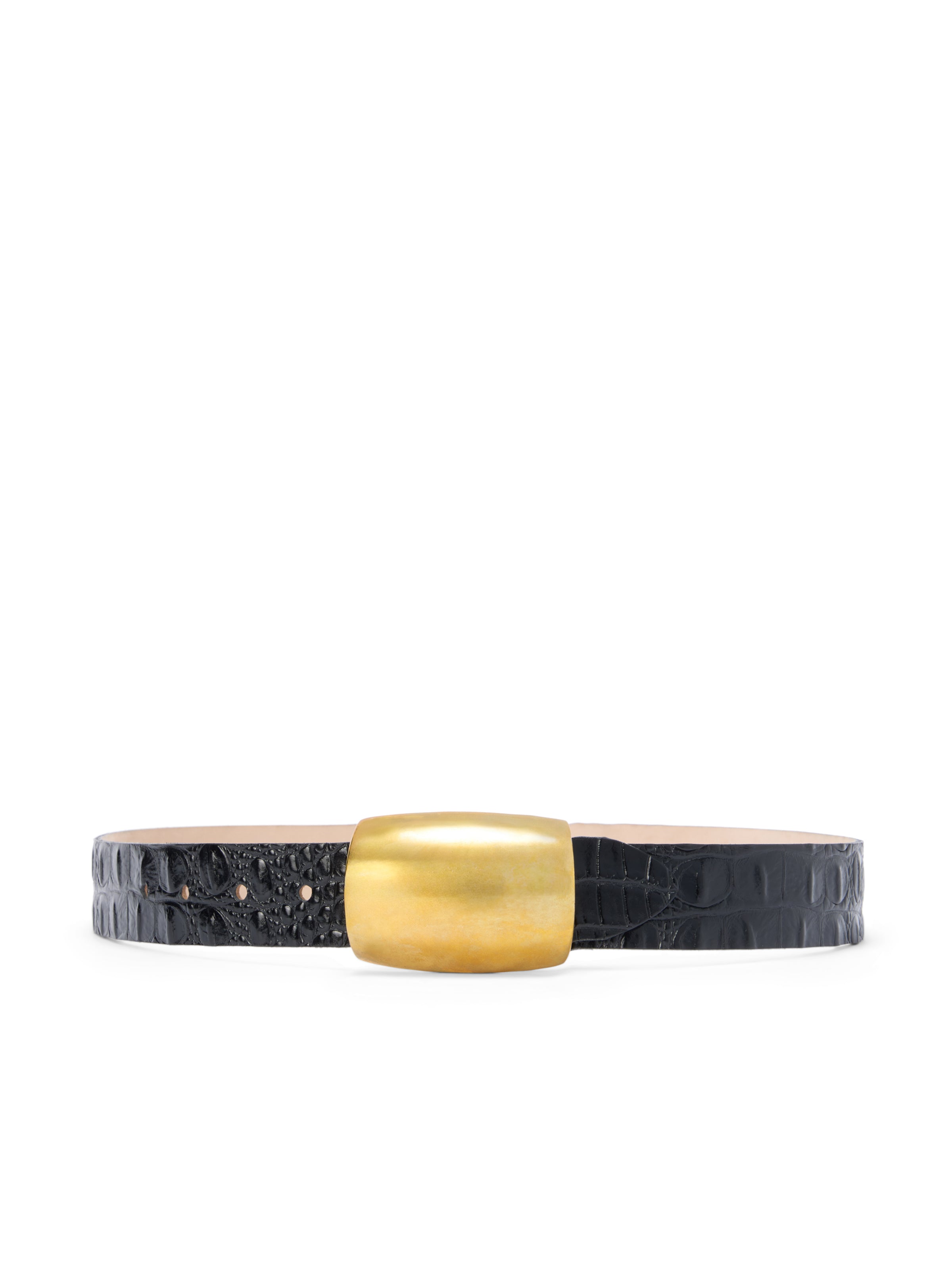 Milou Belt In Black Croc Embossed