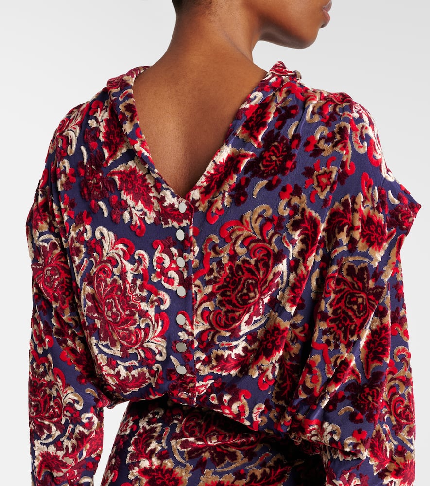 Draped jacquard maxi dress