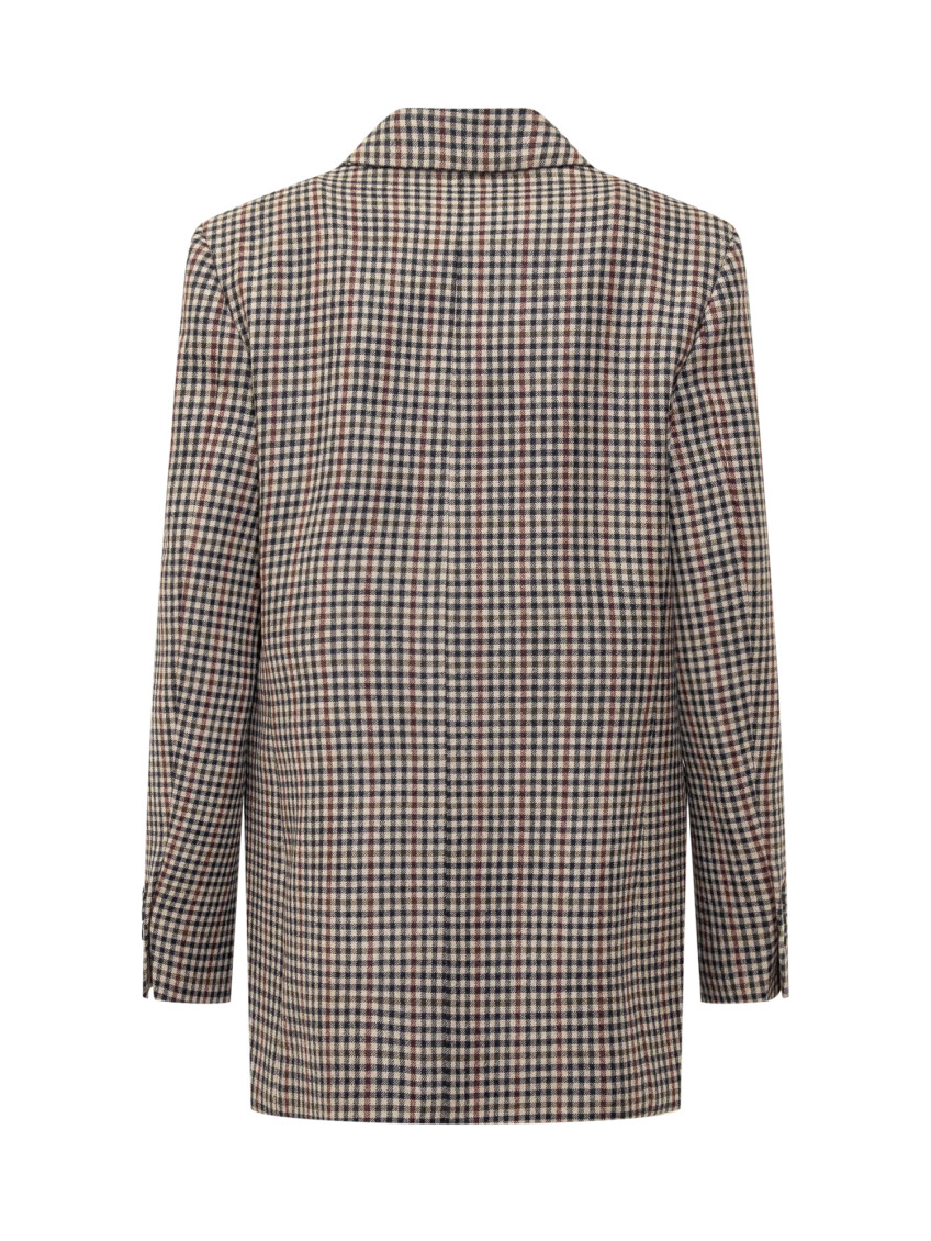 Brown Checks Notched Lapel Blazer