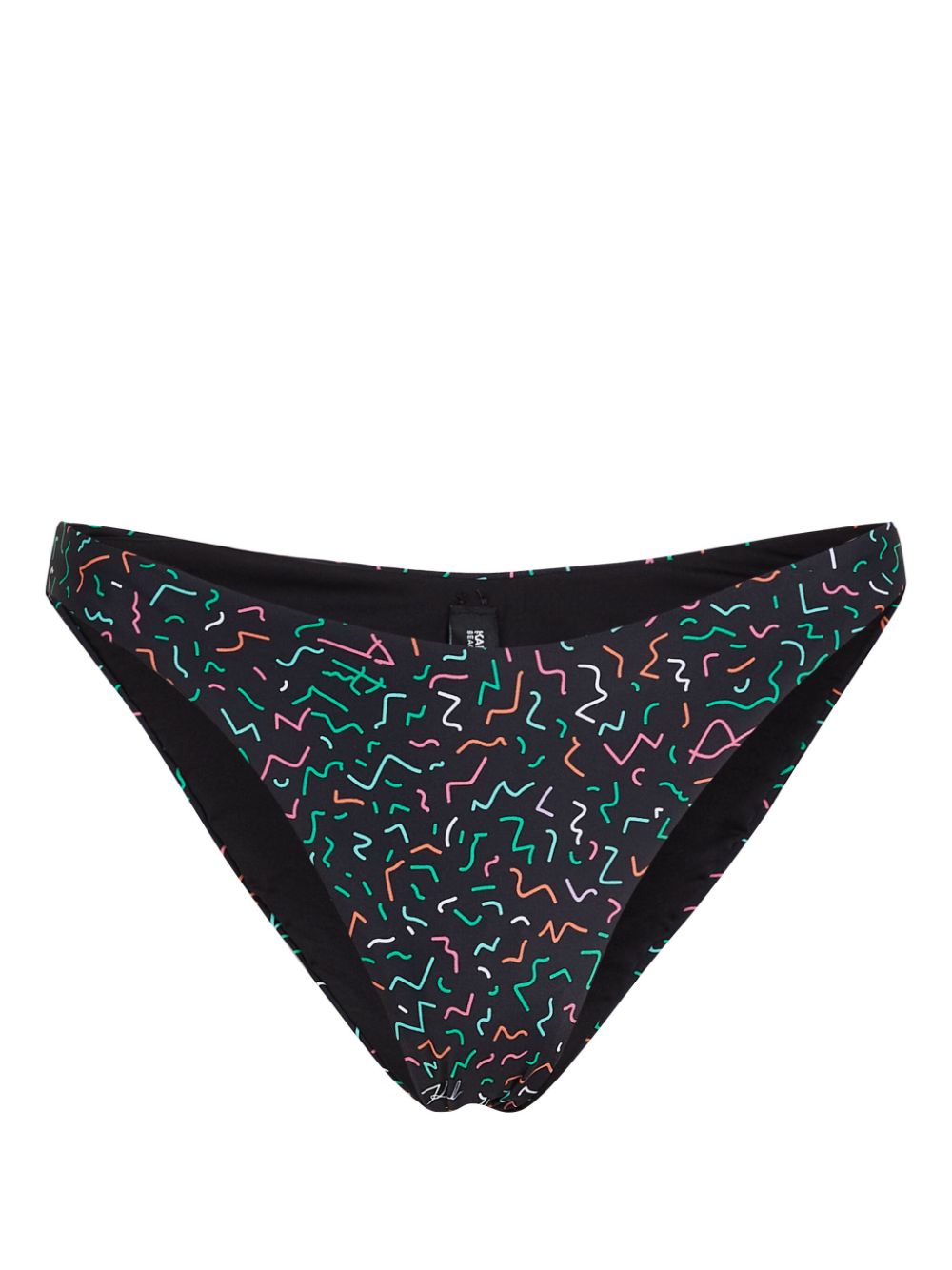 Geometric-print high-leg bikini bottoms - Black