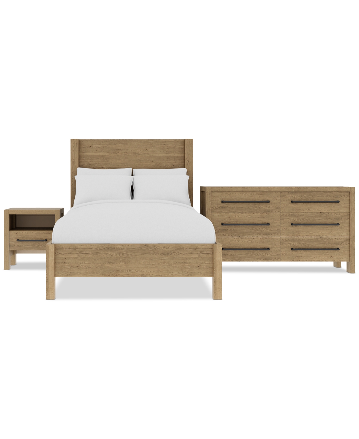 Davie 3-Pc. Full Set (Panel Bed, Dresser & 1-Drawer Nightstand) - Brown