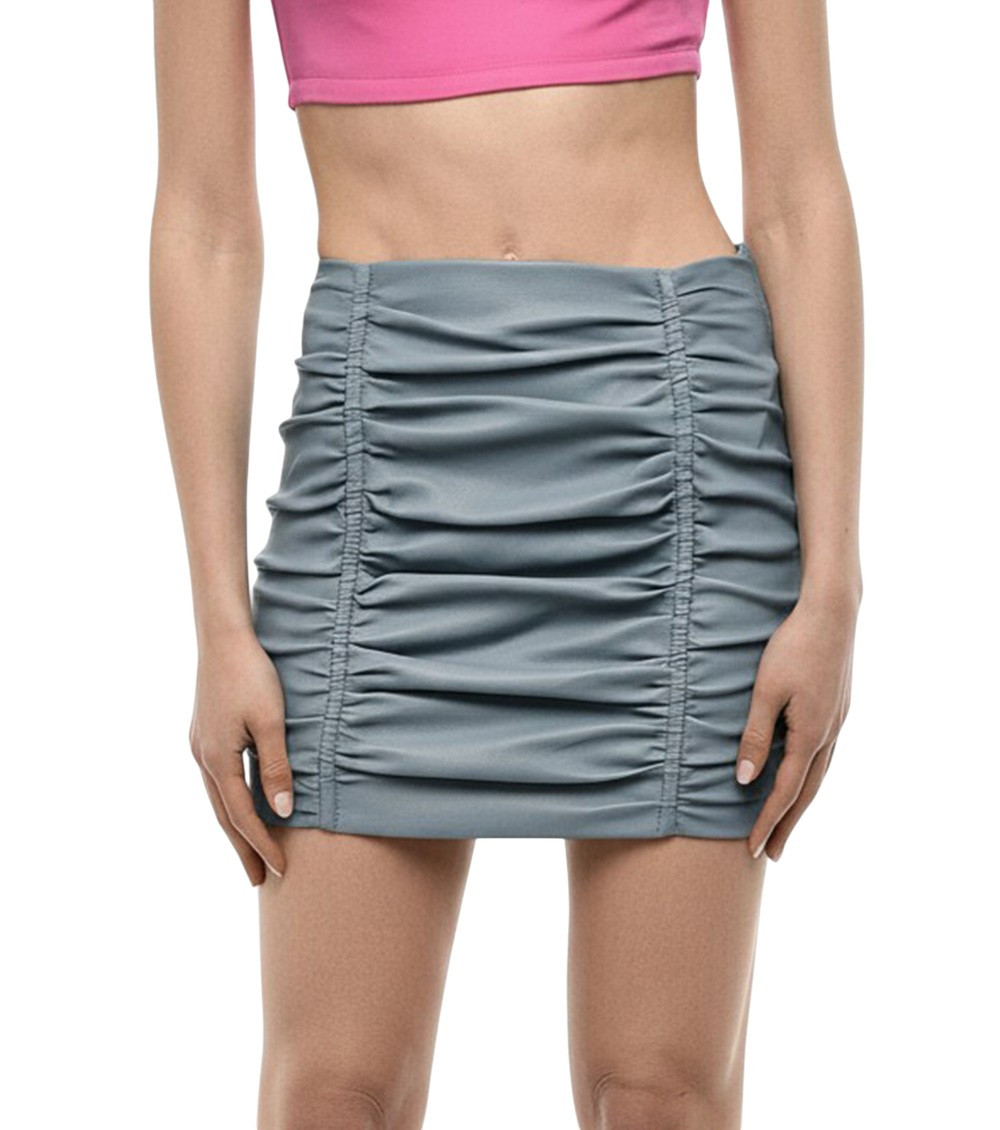 Grey Leather Mini Skirt