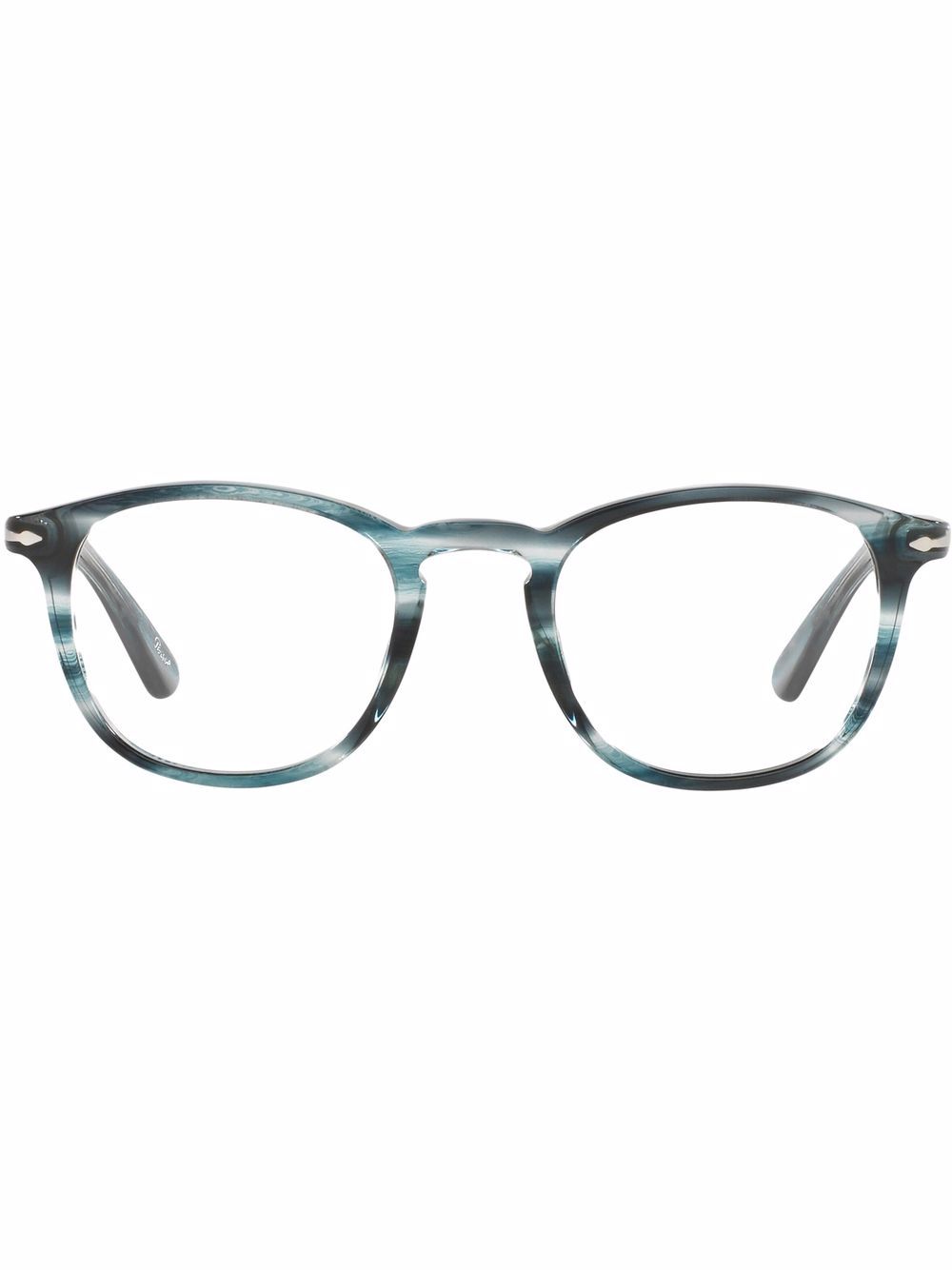 Striped square-frame glasses - White