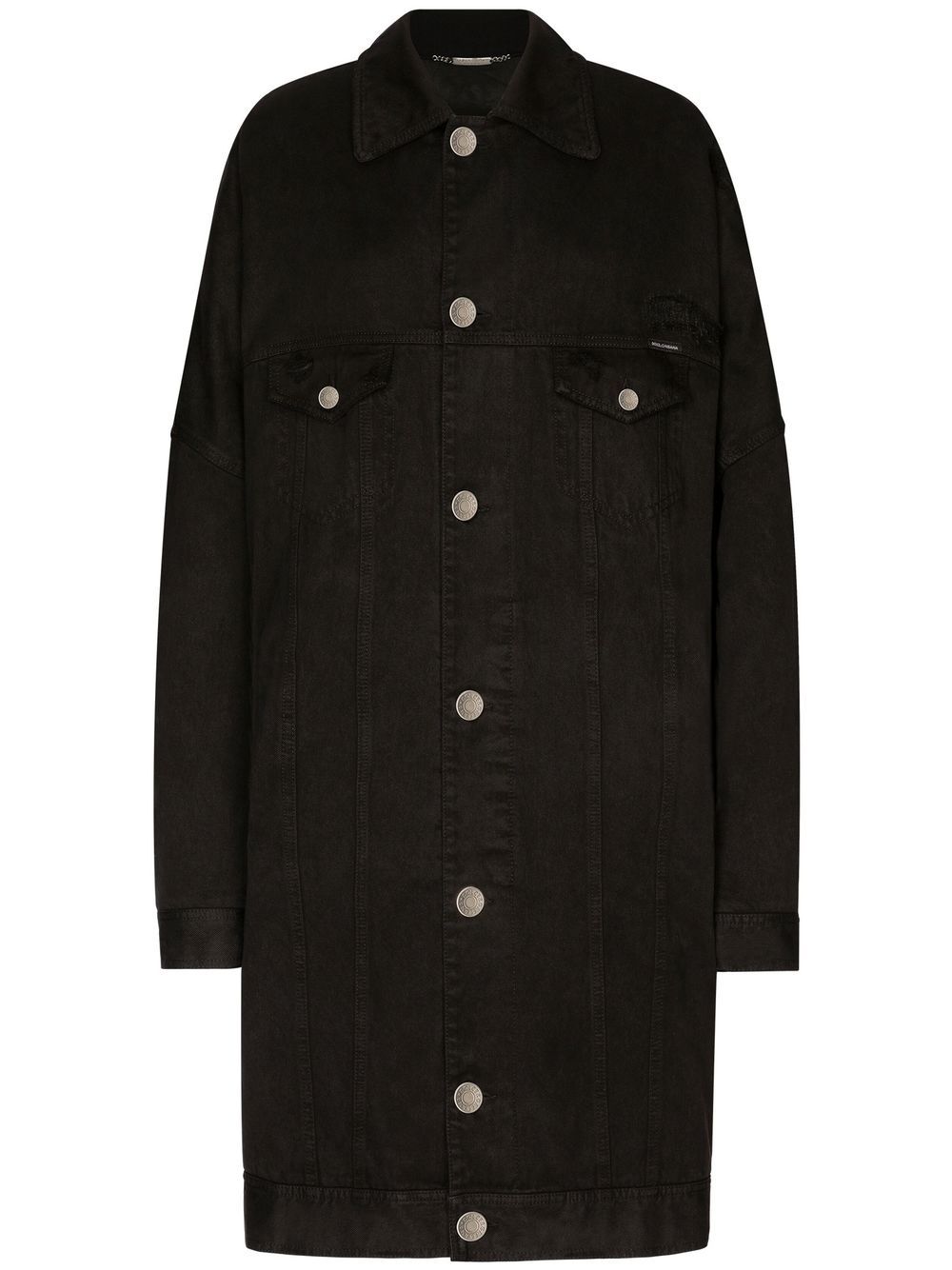 Single-breasted denim coat - Black