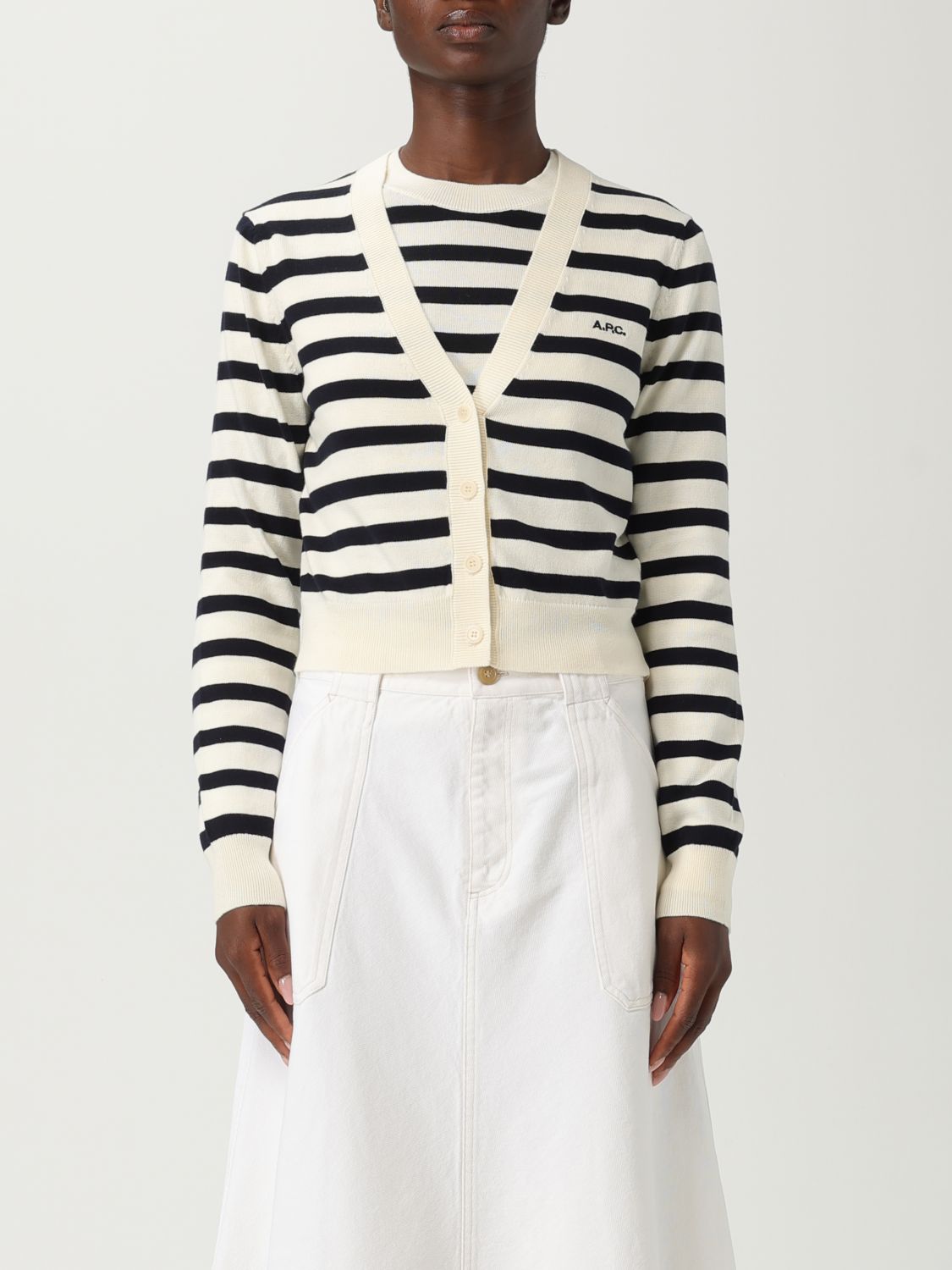 Josepha striped crew-neck jumper - White