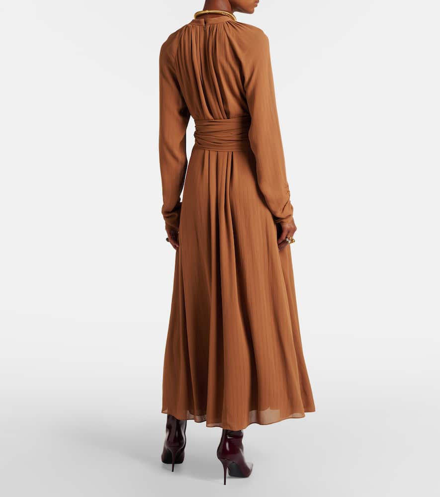 Pinky belted draped maxi dress
