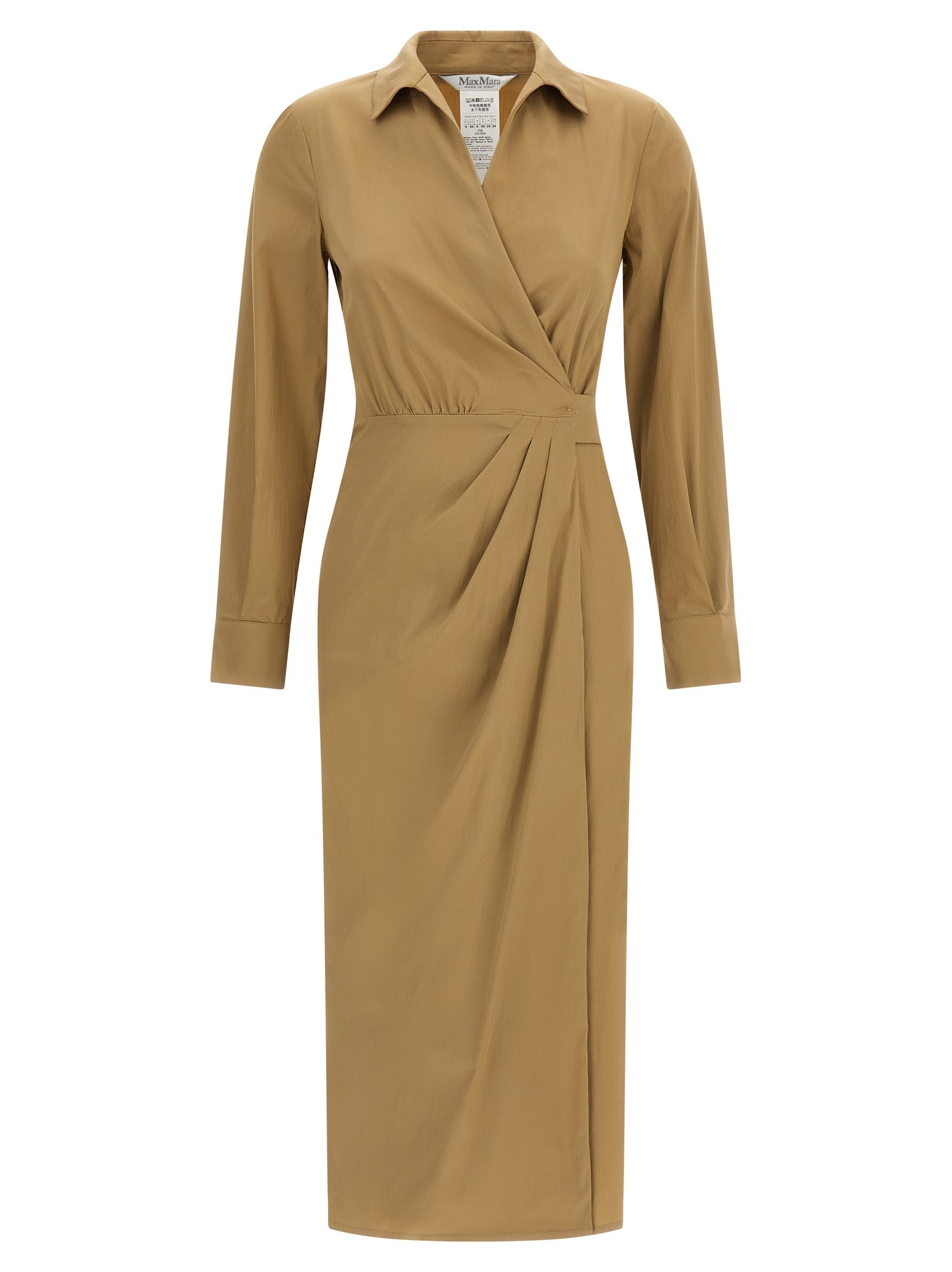 Wrap Cotton Poplin Dress — Beige