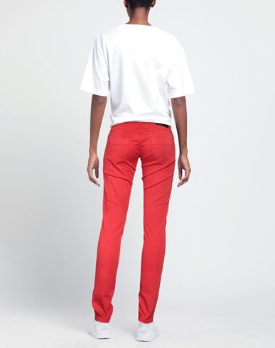 Woman Pants Red Size 32 Cotton, Elastane
