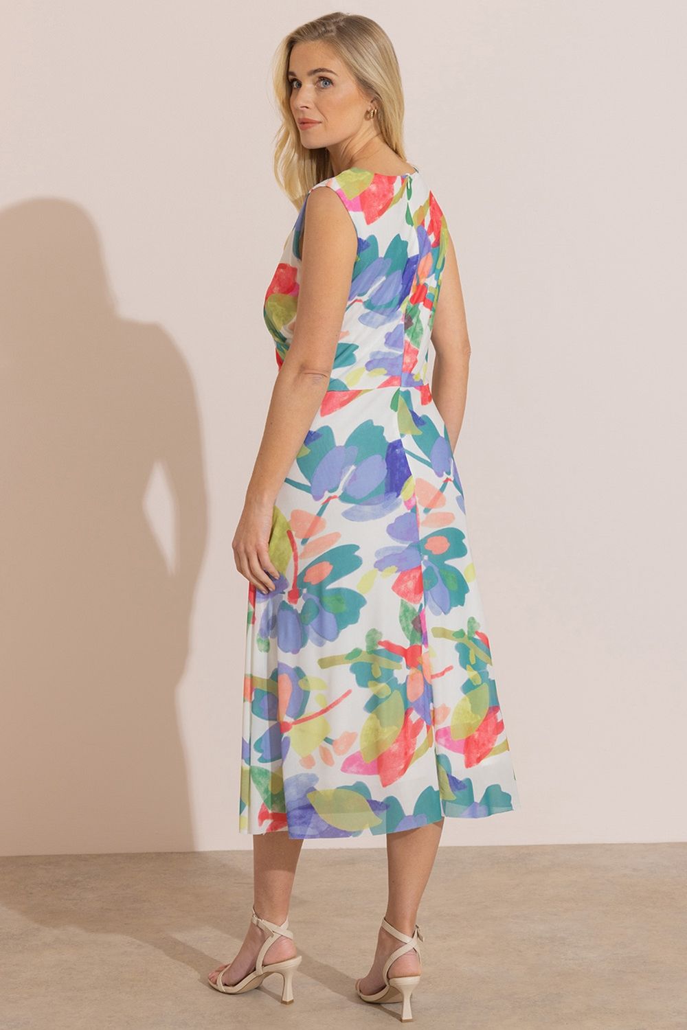 Klass. Women's Abstract Printed Sleeveless Mesh Midi Dre