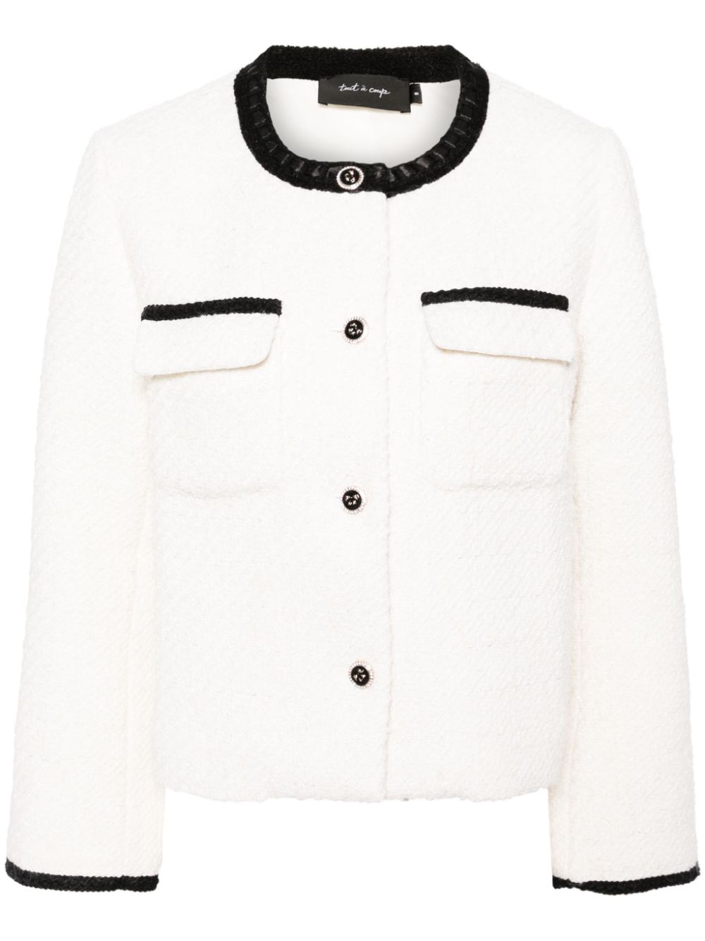 Contrast-trim tweed jacket - Neutrals