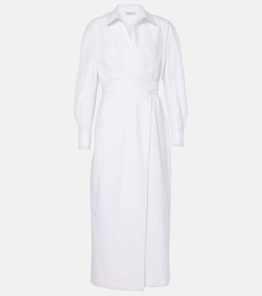 Cotton-blend twill wrap dress
