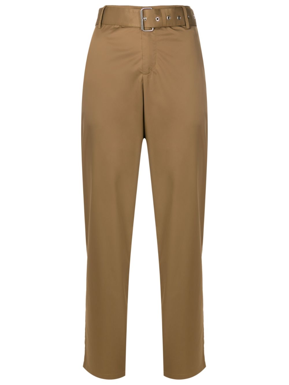 Belted-waist straight-leg trousers - Brown