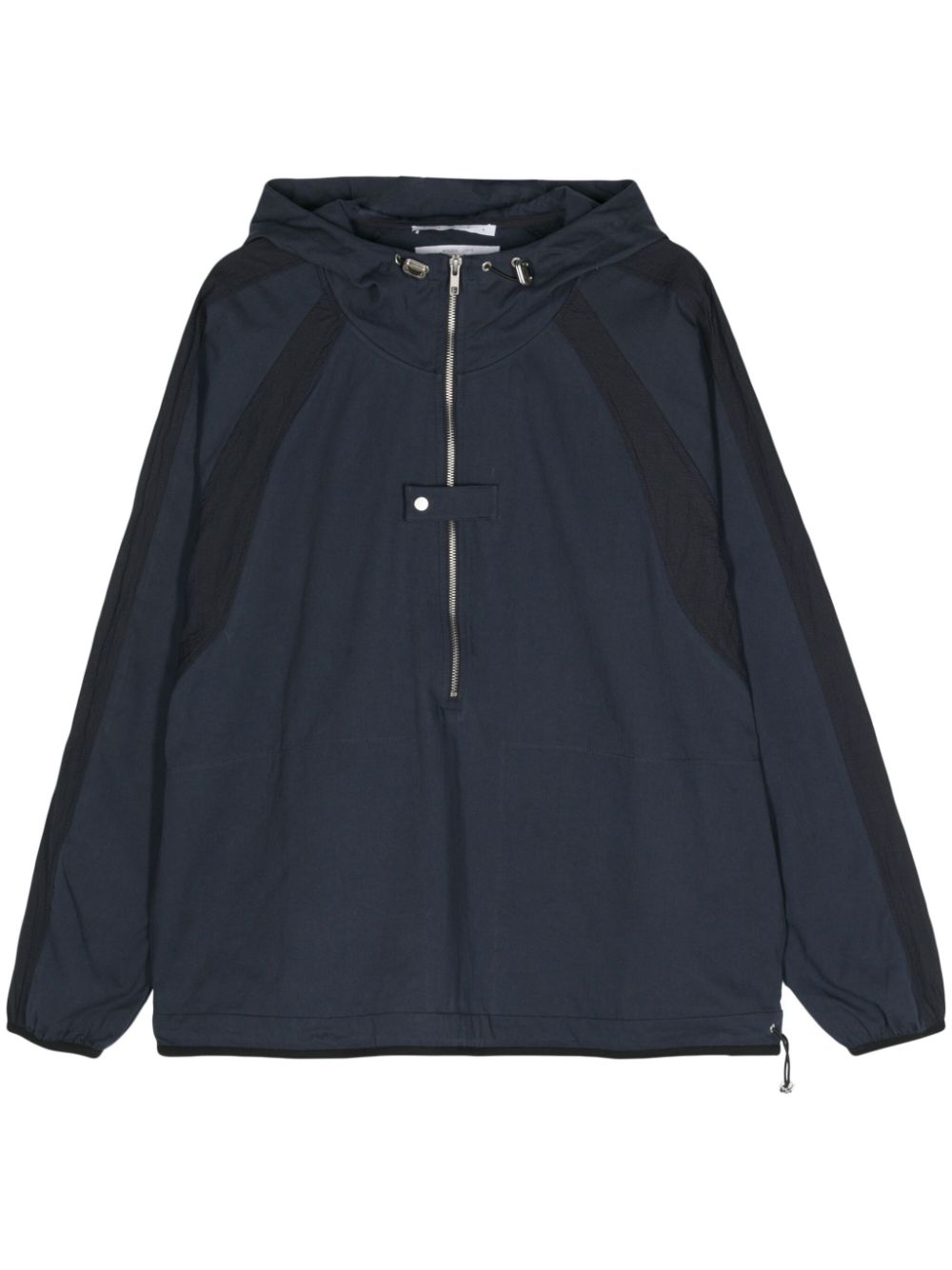 Twill-weave half-zip hoodie - Blue