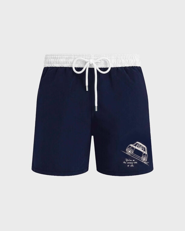 Men Embroidered Swim Shorts Sunny Topolino - X Fiat - Swimwear - Motu - Blue