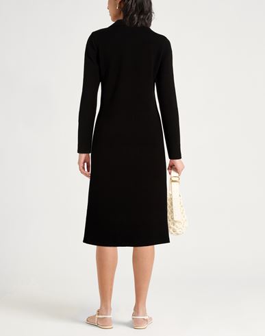 Woman Midi dress Black Size L Polyester, Viscose, Elastane