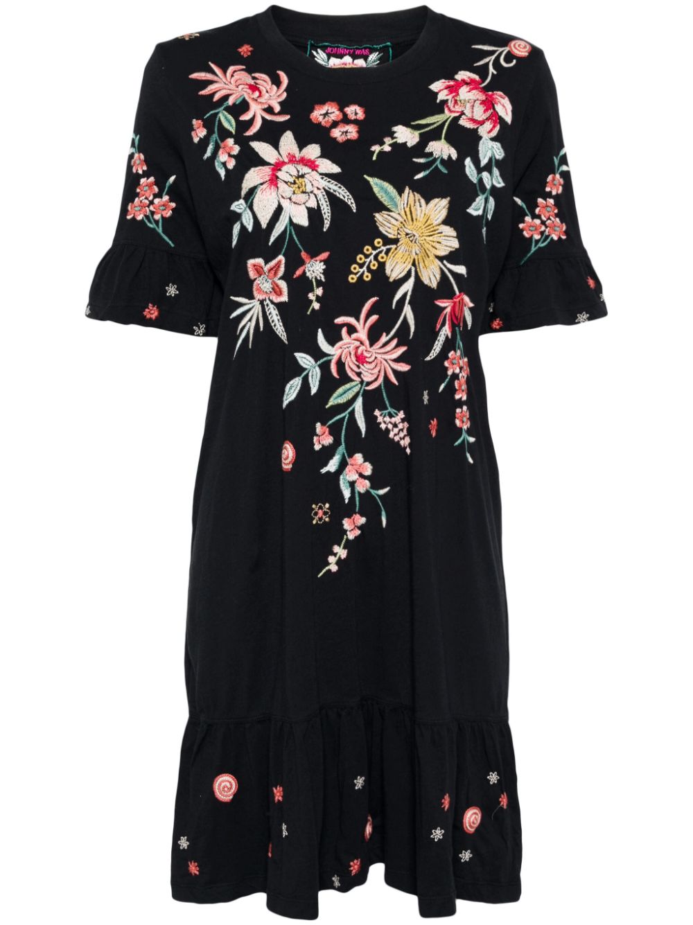 Ruffle sleeve knit dress - Black