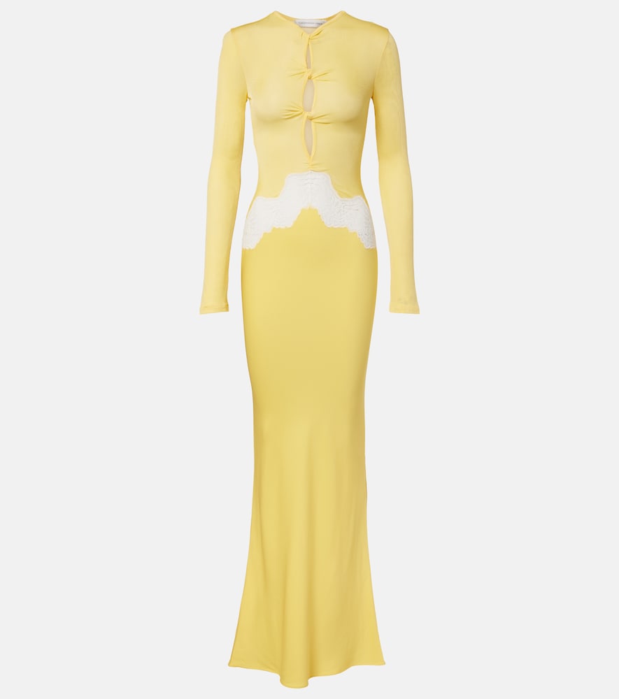Verner cutout lace-trimmed jersey maxi dress