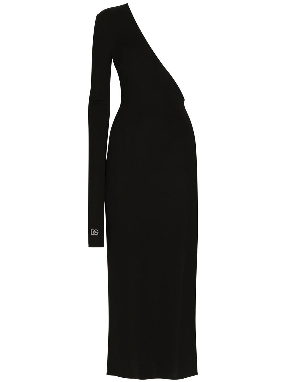 One-shoulder midi dress - Black
