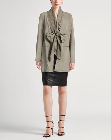 Woman Jacket Taupe Size 6 Cotton, Linen, Wool