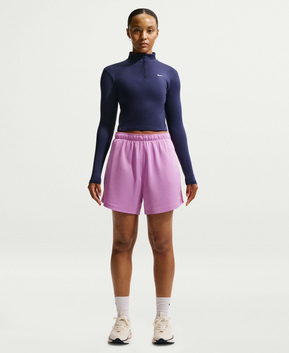 Women's Attack Dri-fit Mid-Rise Shorts - Light Magenta/pink Foam/white