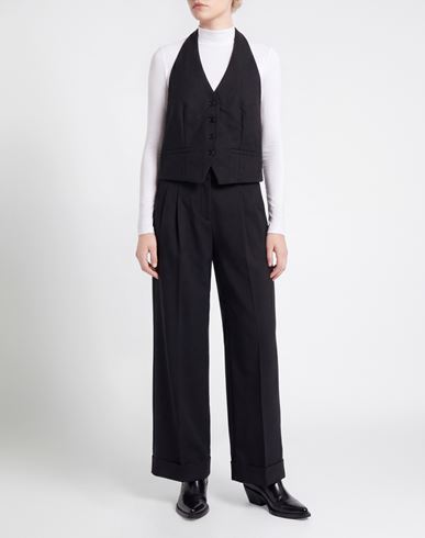 Woman Tailored Vest Black Size 4 Polyester, Viscose, Polyamide