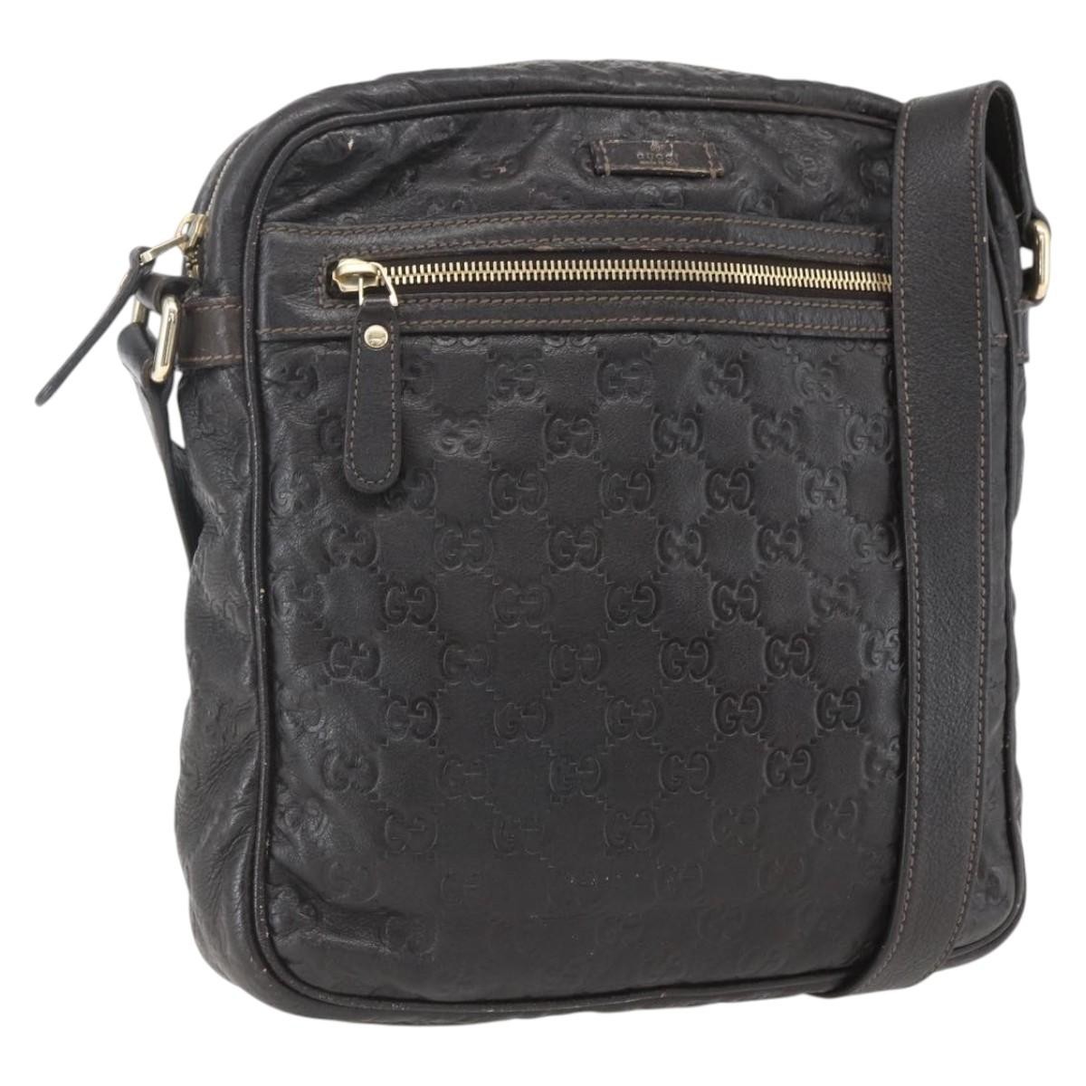 Gucci Front Zip Messenger Guccissima Leather Brown Leather Shoulder Bag Bag Pre-Owned
