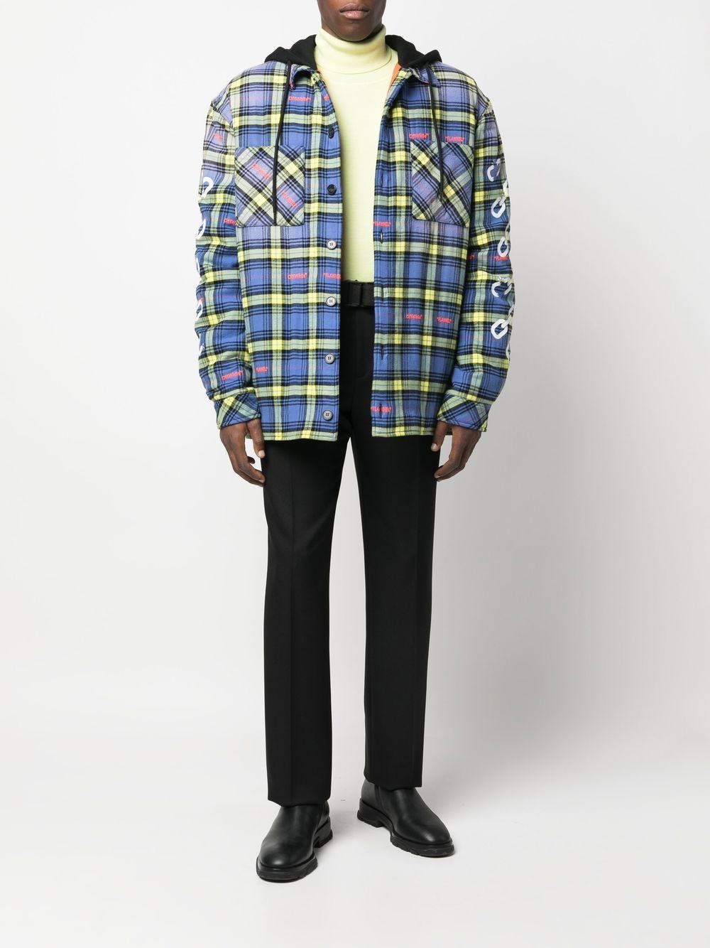 Plaid-check shirt jacket - Blue