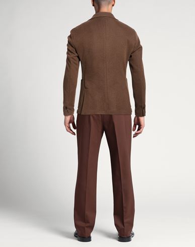Man Blazer Chocolate brown Size 46 Polyester, Cotton