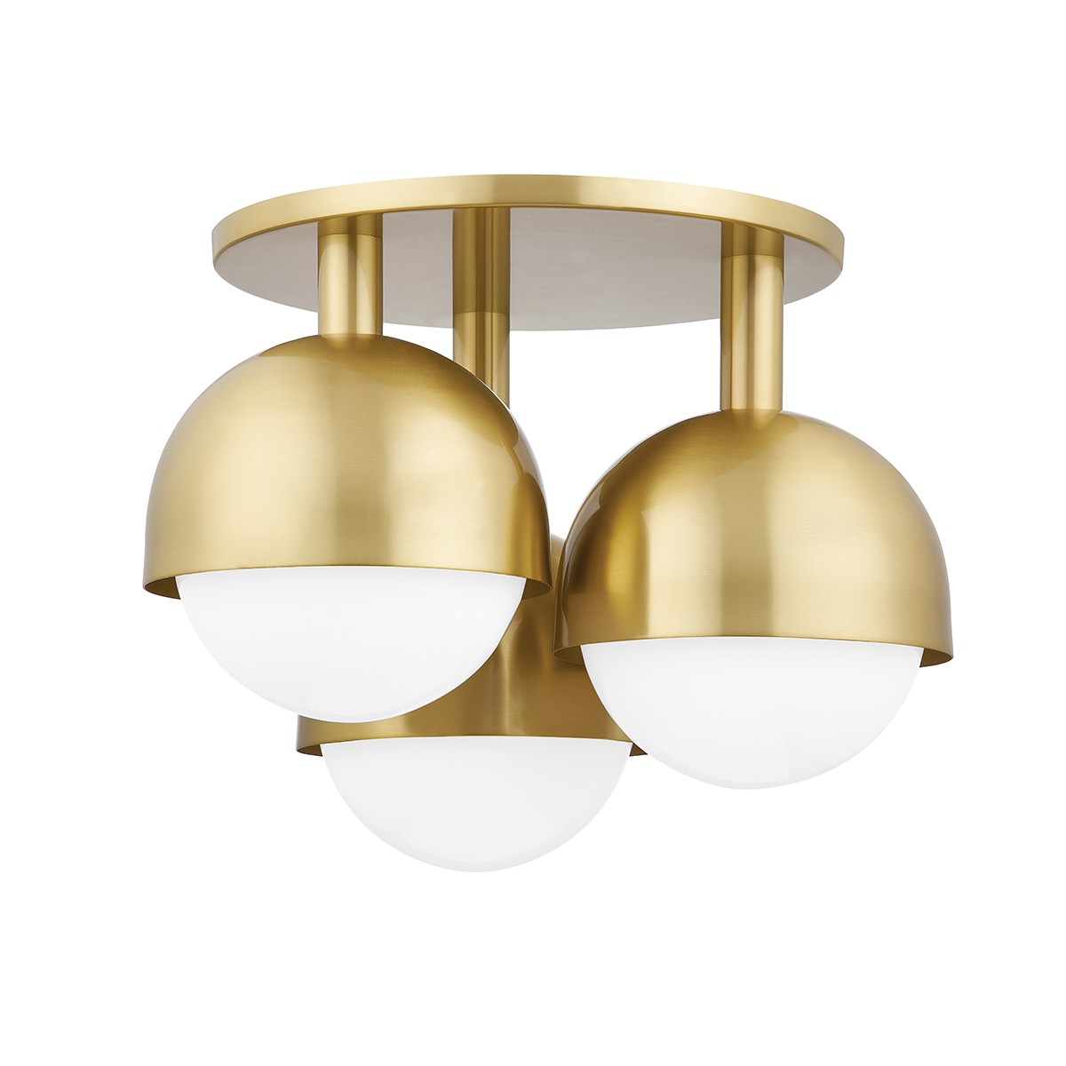 Aged Brass Three Light Semi Flush Mount from the Foster Collection