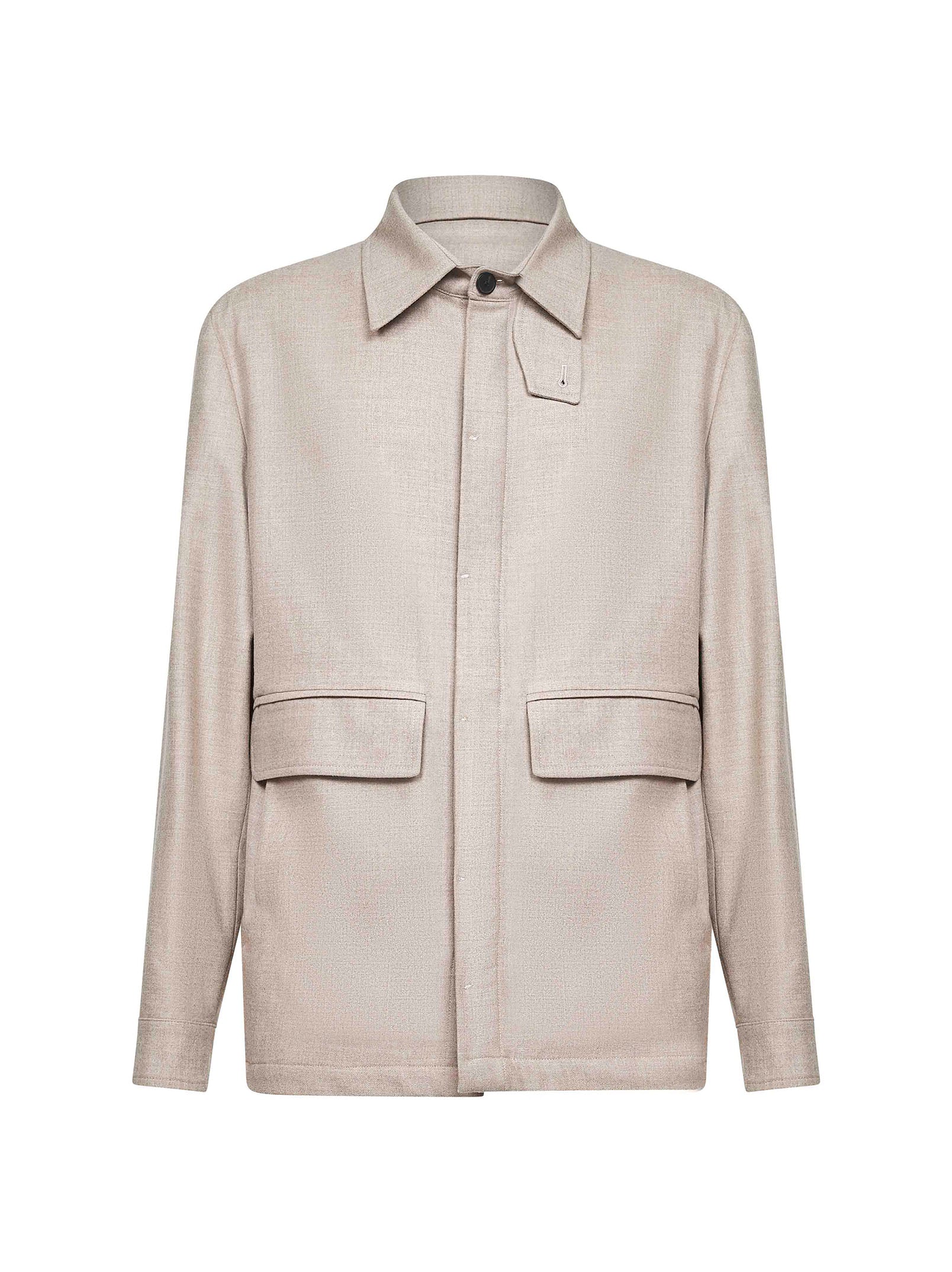 Virgin Wool Shirt Jacket — Beige