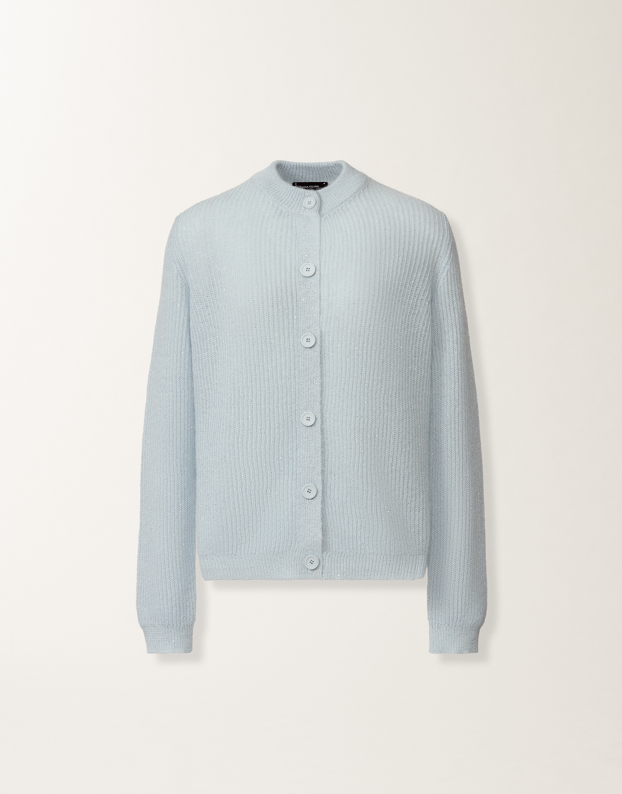 Mohair cardigan with sequins, aqua