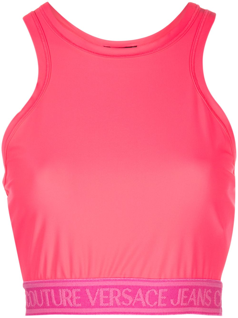 Logo-jacquard jersey crop top - Pink