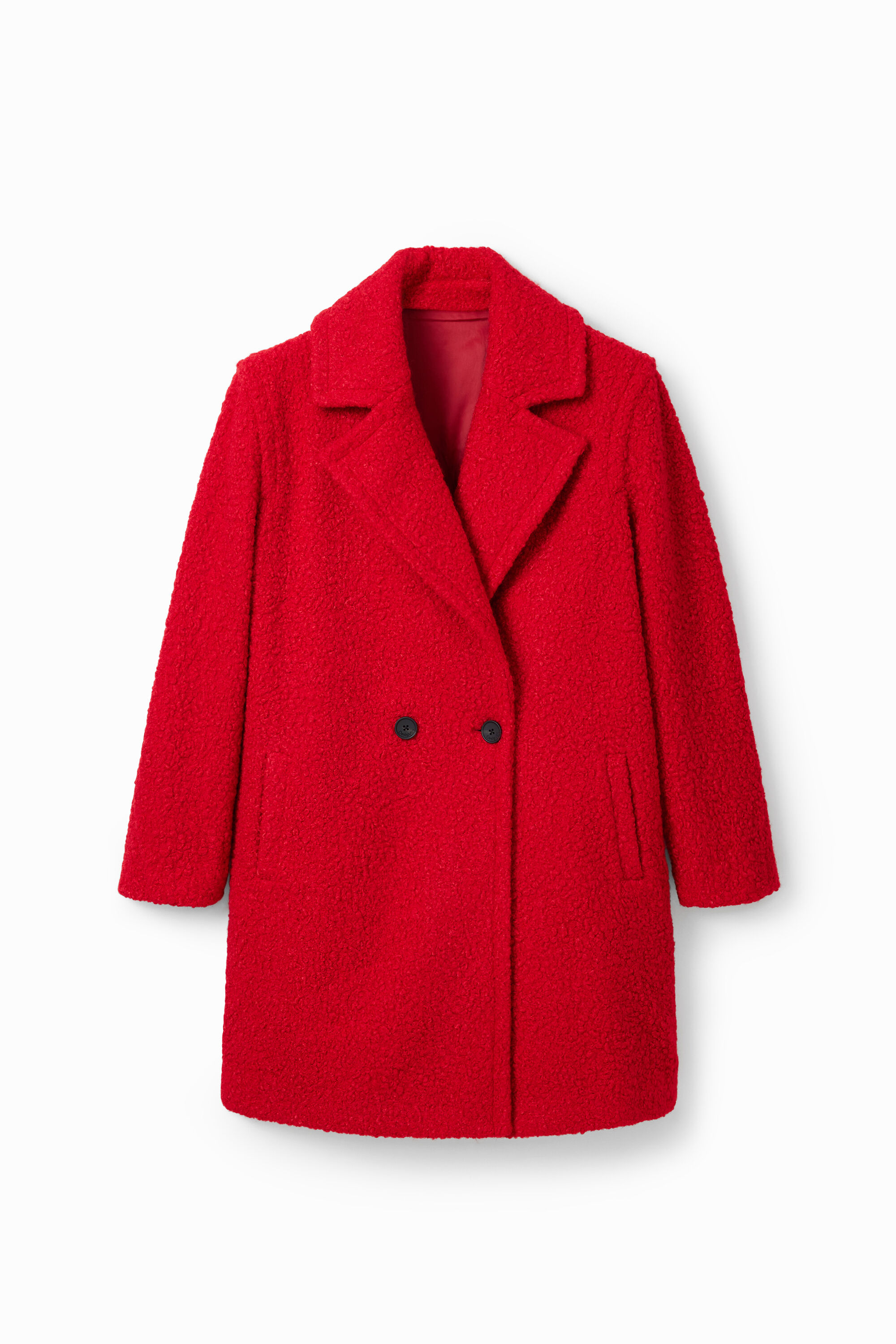 Double-breasted bouclé coat