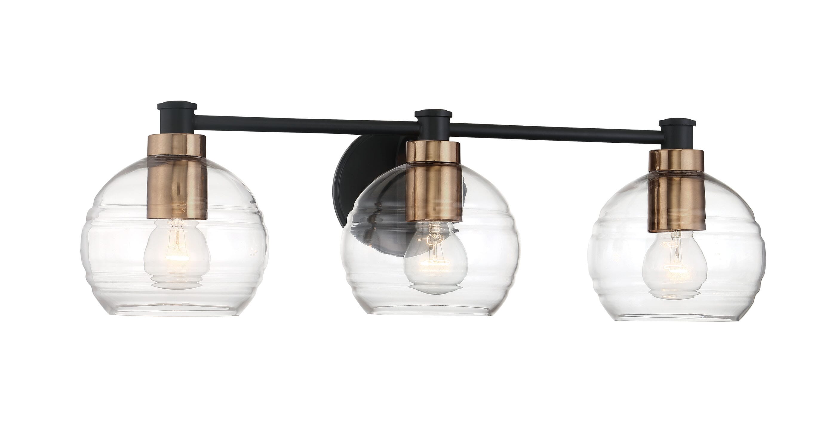 Minka Lavery Keyport 3-Light Bathroom Vanity Light in Sand Coal With Natural Brushed Bra
