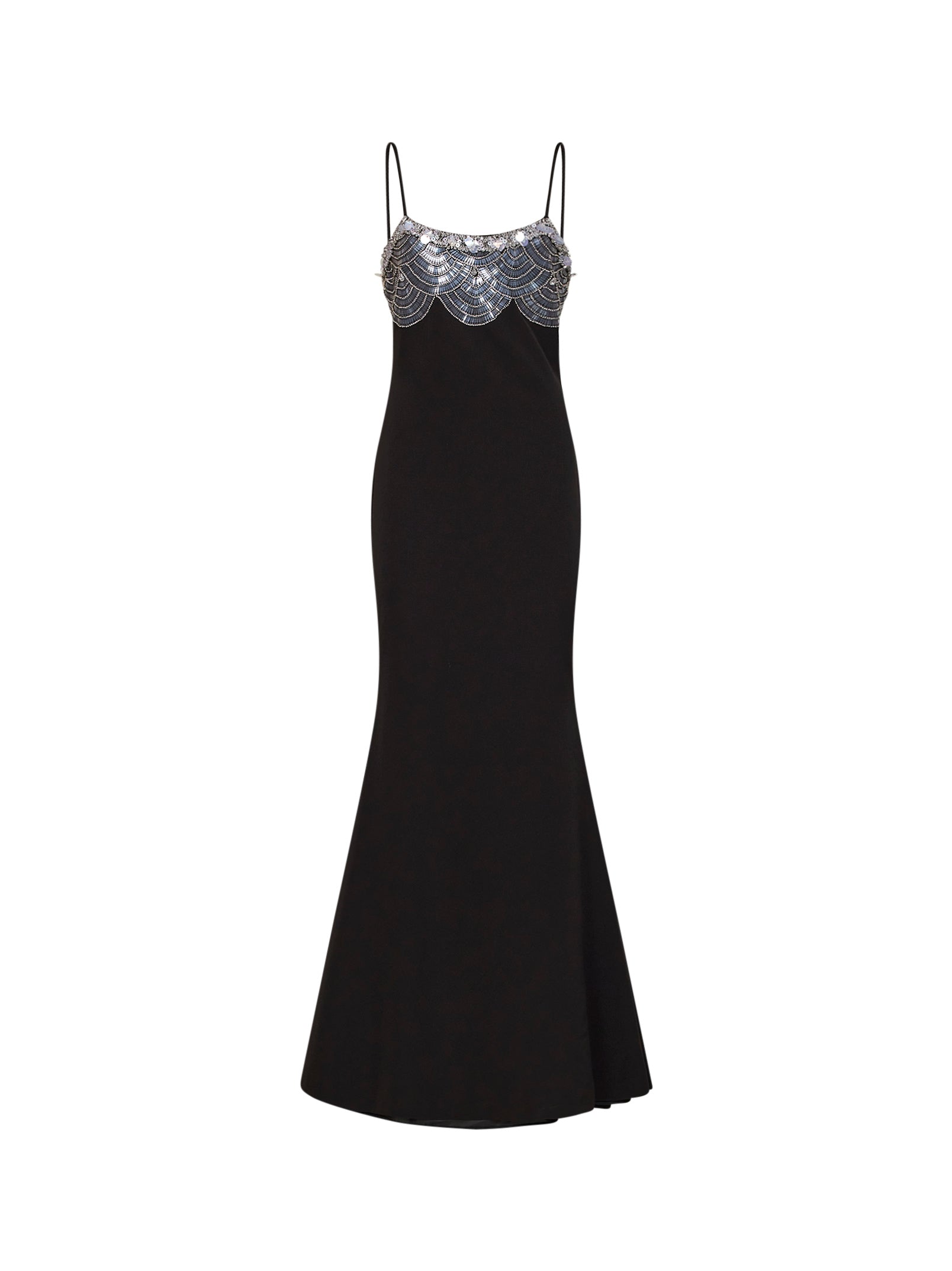 Sequin and Bead-Embellished Stretch Crêpe Maxi Dress — Black