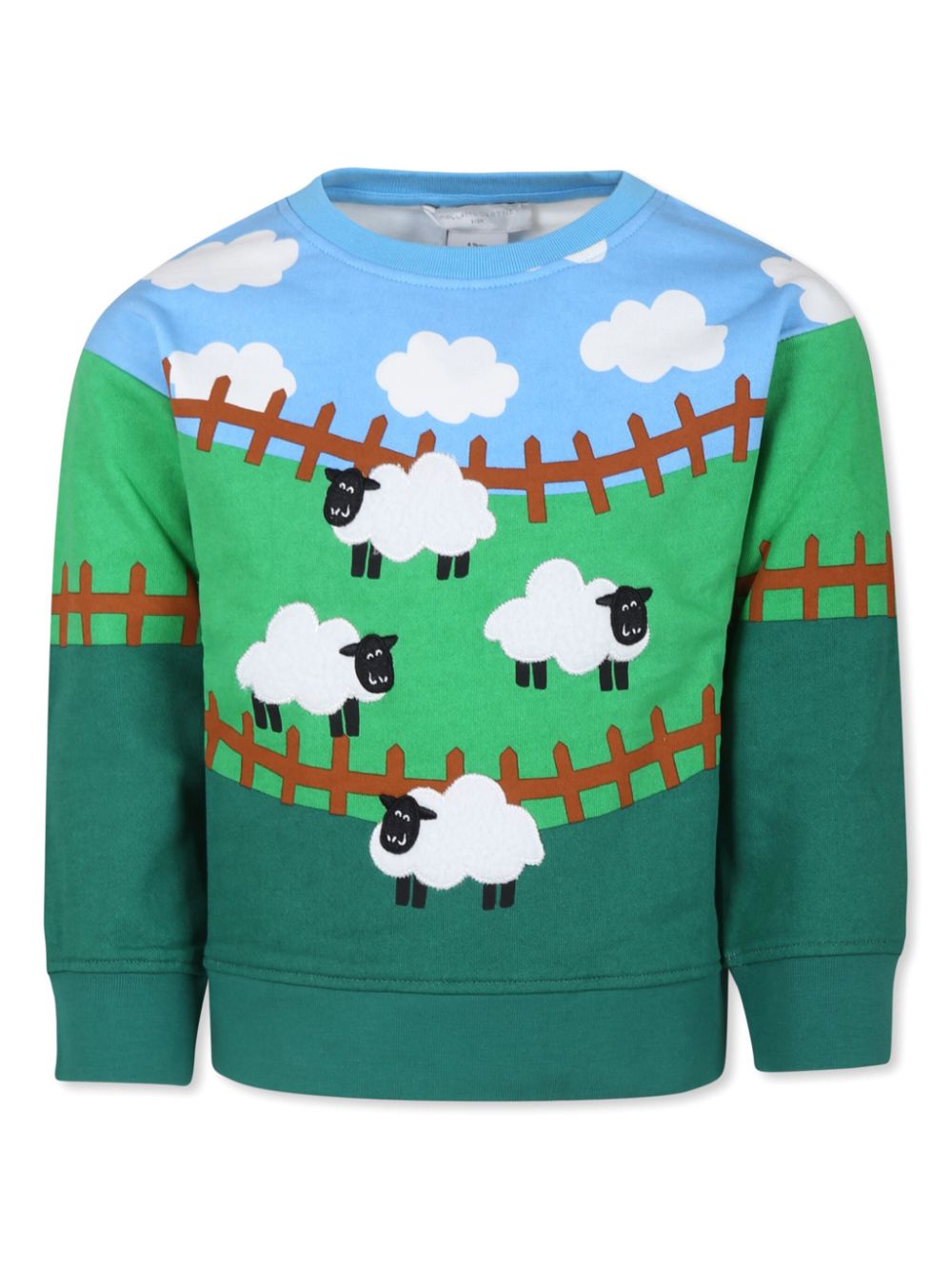 Sheep-embroidered cotton sweatshirt - Green