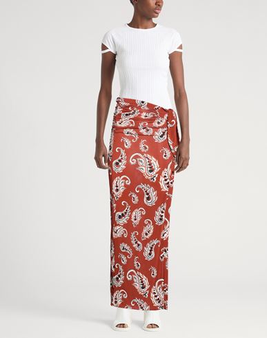 Woman Maxi skirt Brown Size 4 Viscose, Elastane
