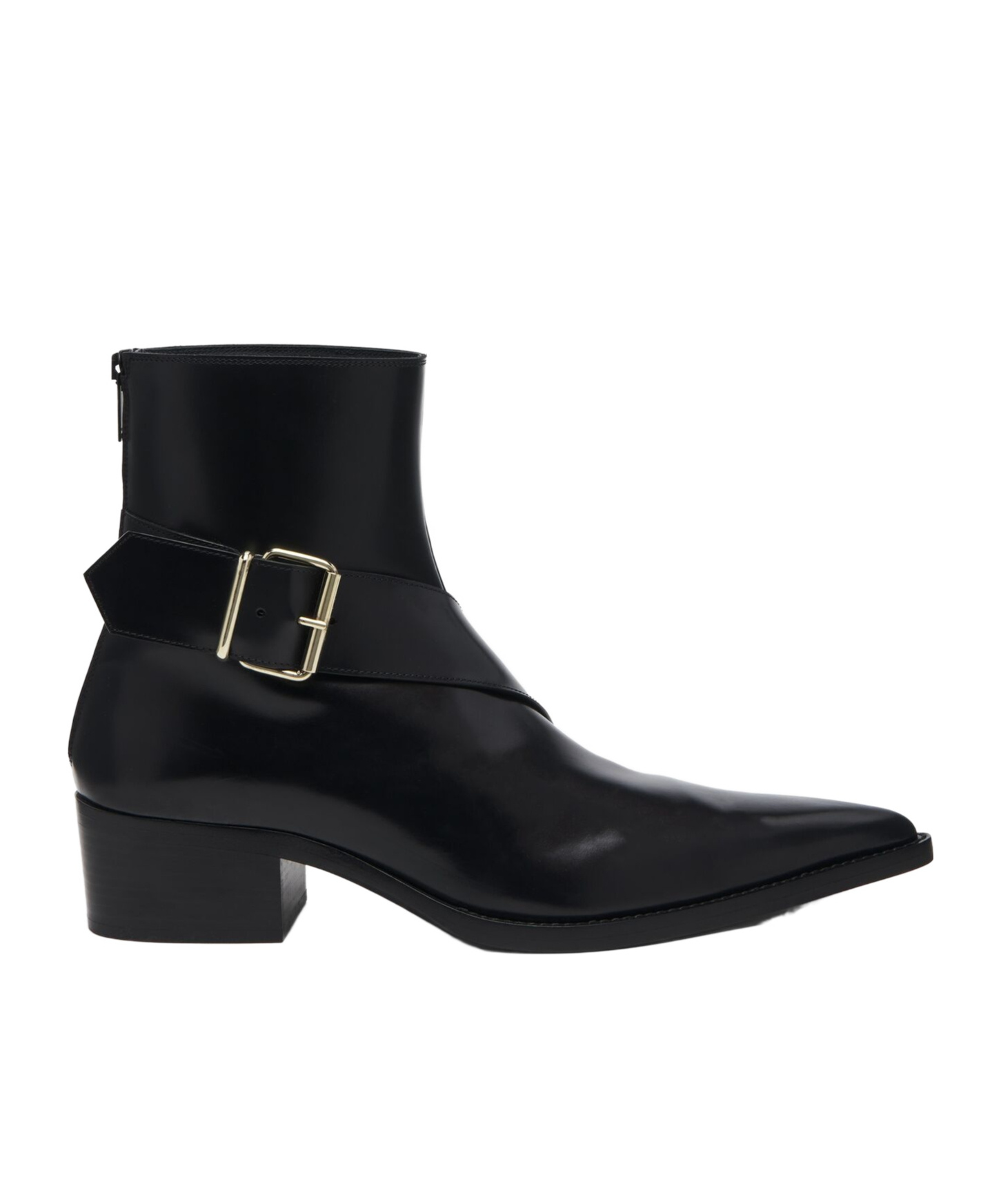 Pointed-Toe Buckle Ankle Boots