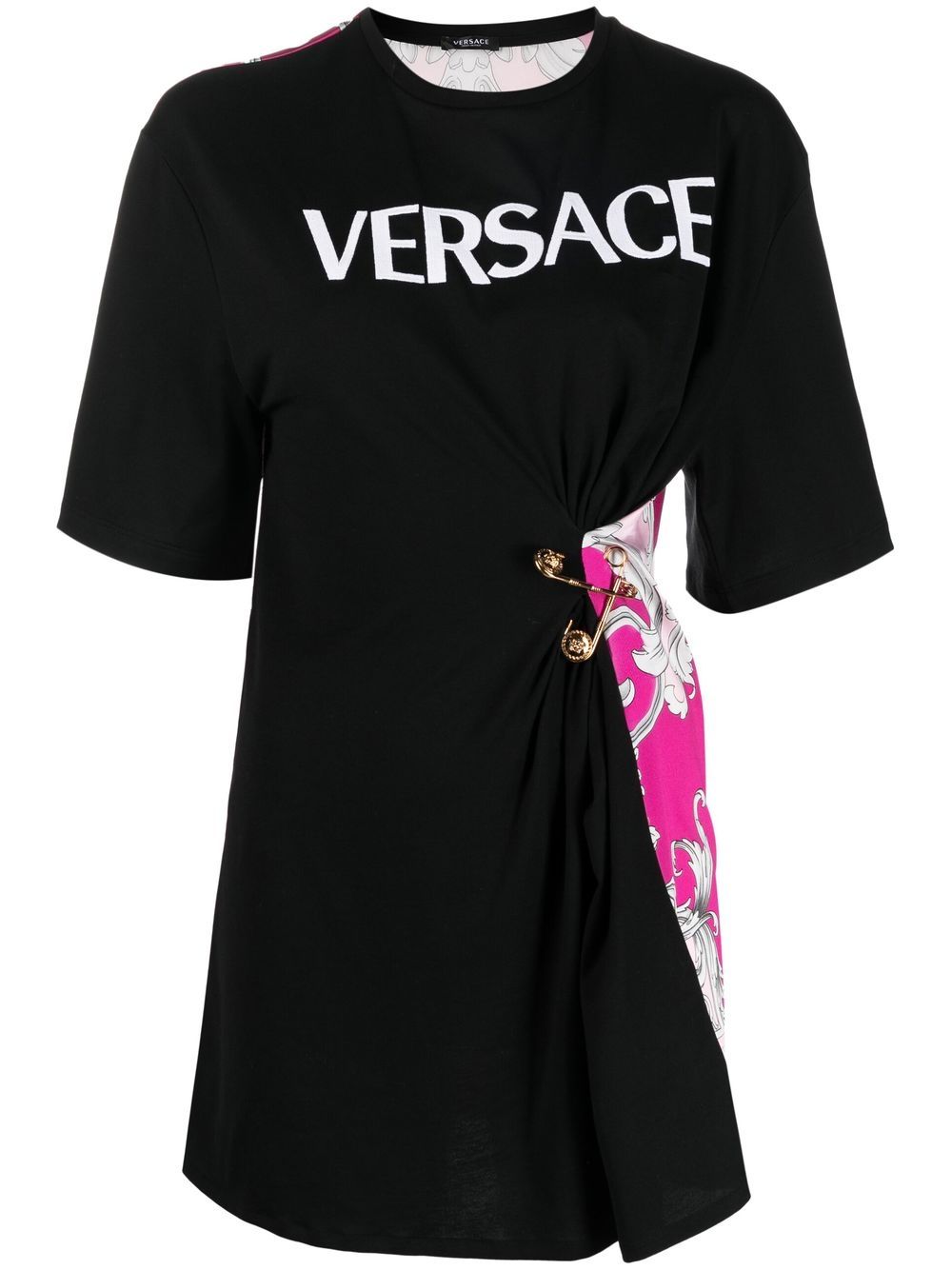 Safety Pin Baroque-print T-shirt - Black