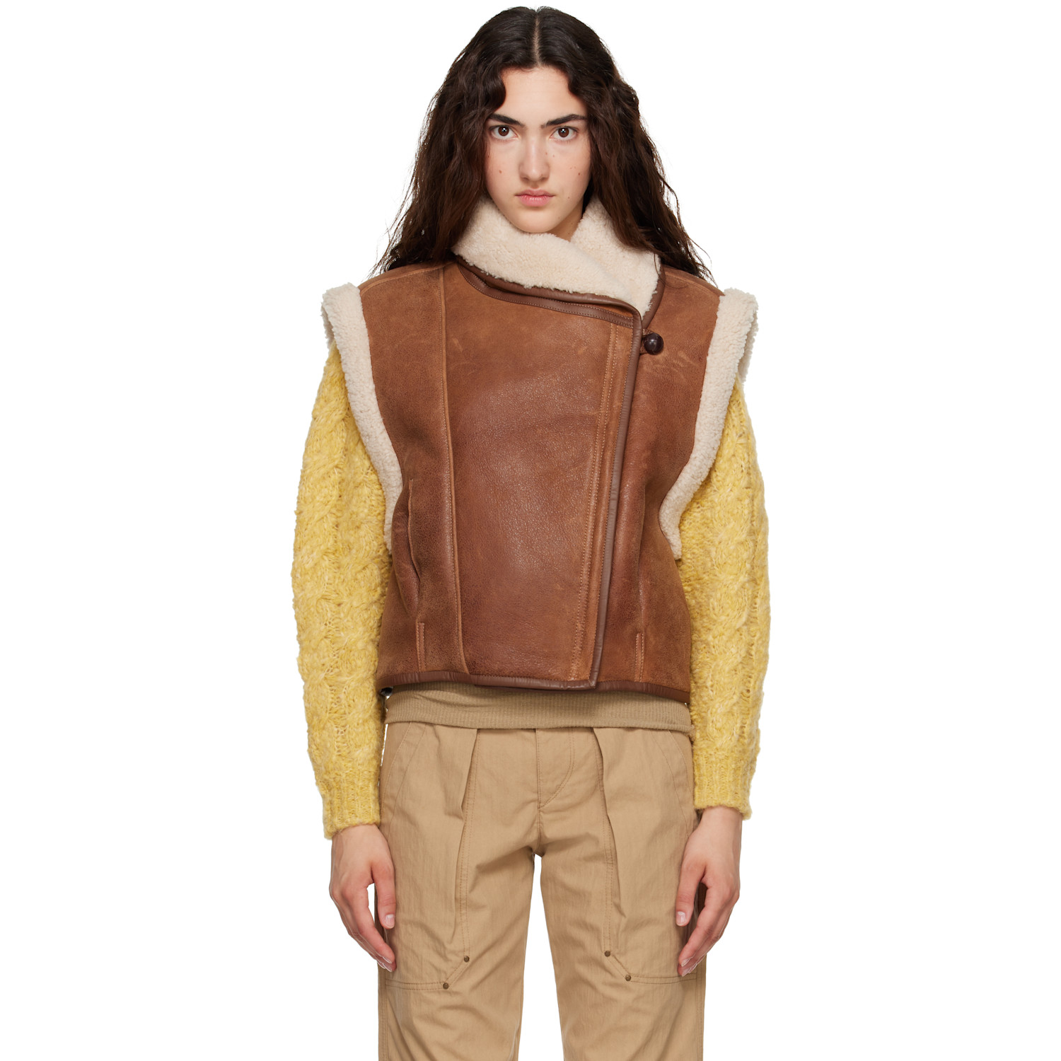Brown Alime Shearling Vest