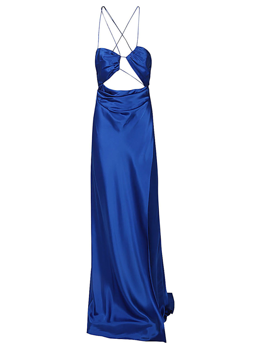 - Asymmetric Silk Long Dress