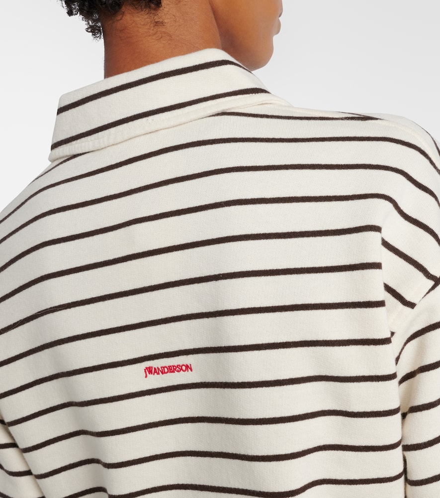 Cropped striped cotton polo sweater