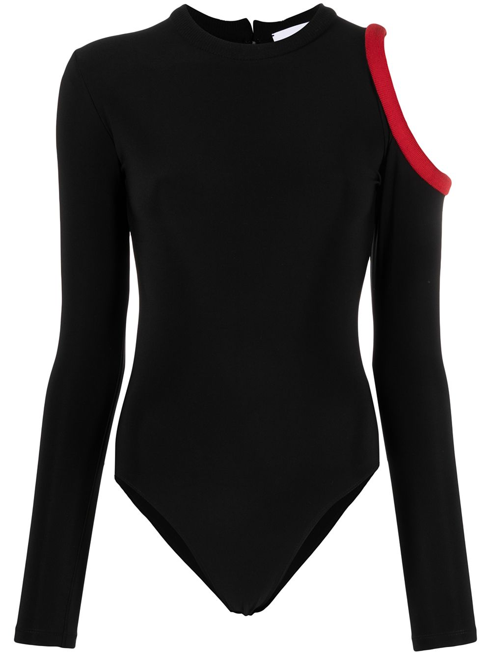 Ghosting bodysuit with cut-away shoulder - Black