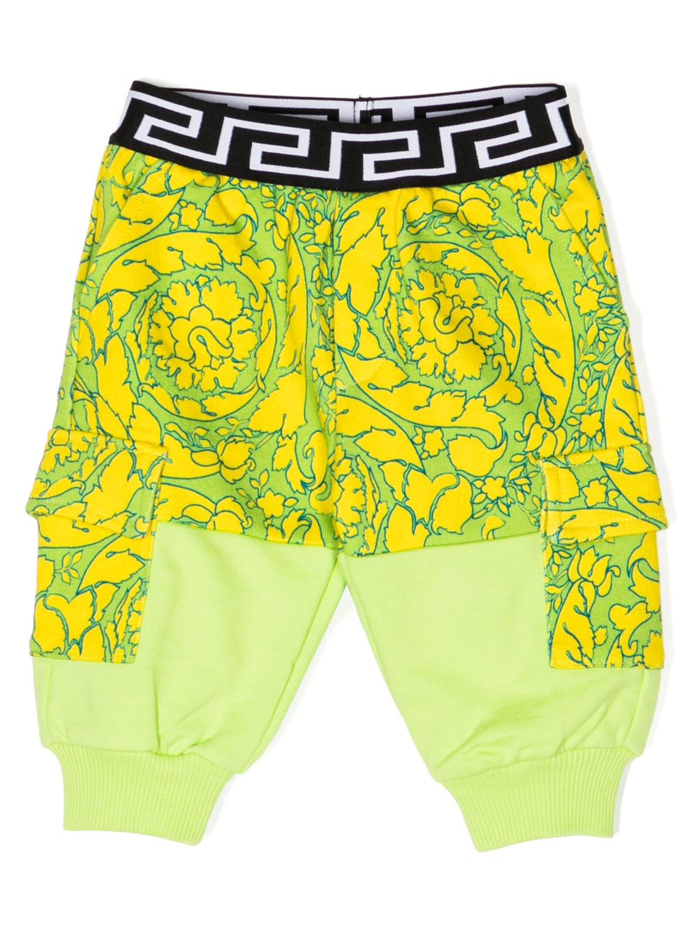 Barocco-print cotton trousers - Green